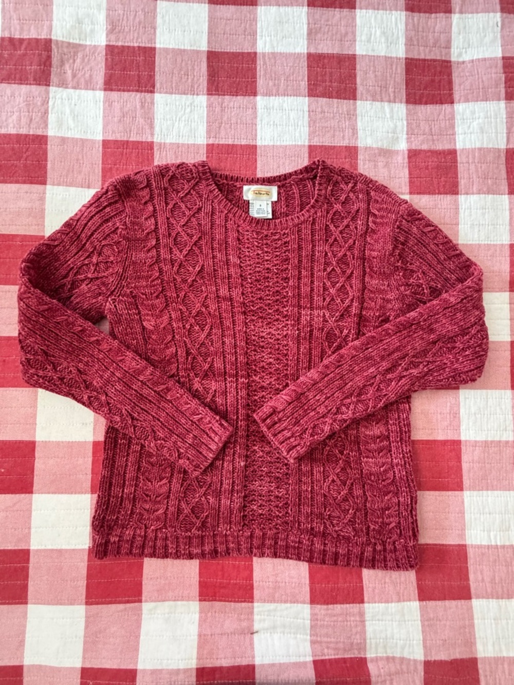 Talbots Raspberry Cable-Knit Crewneck Sweater women’s size S